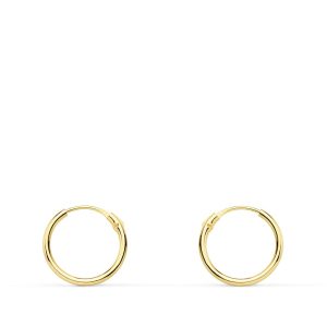 18K AROS ORO AMARILLO REDONDOS LISOS LIGEROS. 10X1 MM
