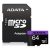 ADATA Premier Micro SDXC 64GB + adapt CL10 UHS-I AUSDX64GUICL10-RA1