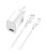 QCHARX Artemisia Pack cargador USB 18W QC 3A+cable tipo C blanco QCHART2